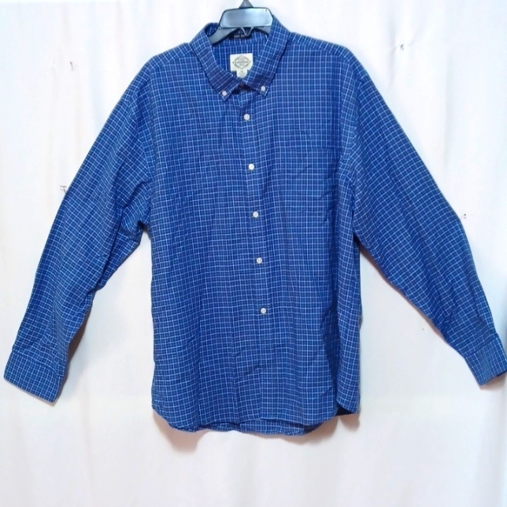 ST JOHNS BAY MENS SHIRT BLUE PLAID SIZE XXL
